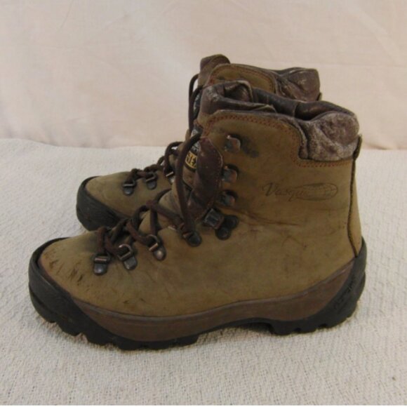 MEN\'S sz8M VINTAGE VASQUE LEATHER ITALIAN MADE LACE UP HIKING BOOTS NM 33233 main image 9